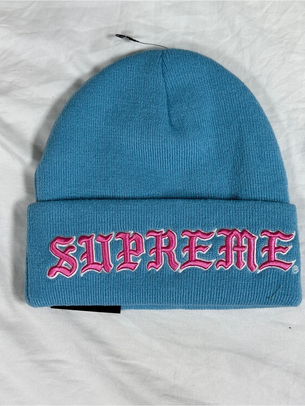 Supreme New Era Old English Beanie Light Blue FW25 OS NWT